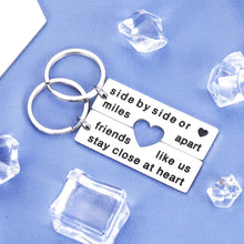 Load image into Gallery viewer, Best Friend Christmas Gifts Keychain Set of 2 for Long Distance BFF Bestie Birthday Graduation Going Moving Away Friendship Stocking Stuffer Back to School for Close Friends Leaving Matching Heart