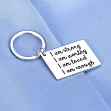 Load image into Gallery viewer, Inspirational Christmas Keychain Faith Gifts for Women Men Teens Boy Girls from Dad Mom Best Friend BFF Motivational Keyring for Birthday Valentines Day Graduation Depression Gift I am Strong Enough