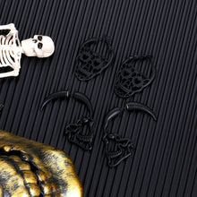 Load image into Gallery viewer, 2/6/7 Pairs Halloween Ghost Skeleton Dangle Earrings Assorted Pumpkin Spider Black Cat Bat Cobweb Spiderweb Faux Leather Earring Studs Sets Gifts for Girls Women Ladies Her Halloween Theme Party