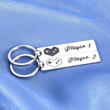 Load image into Gallery viewer, 2Pcs Gamer Couple Gifts Player 1 Keychain Player 2 Keychains for Boyfriend Girlfriend Valentines Day Christmas for Husband Wife Anniversary Birthday for My Man Fiance His Him and Her Present Keyrings