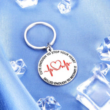 Load image into Gallery viewer, Funny Nurse Valentines Gifts Keychain for Women Men Nursing Day Week Students Graduation LPN RN Coworker Friends Nurse Practitioner Doctor Mom Dad Birthday Christmas Cute Enough to Stop Your Heart