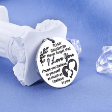 Load image into Gallery viewer, Daughter Keychain Christmas Gift from Mom Grandma Valentines Gifts to Girls Daughters in Law Birthday Graduation Wedding Mothers Day Step Mother Encouragement Present for Women Teen I Love You