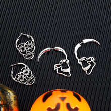 Load image into Gallery viewer, 2/6/7 Pairs Halloween Ghost Skeleton Dangle Earrings Assorted Pumpkin Spider Black Cat Bat Cobweb Spiderweb Faux Leather Earring Studs Sets Gifts for Girls Women Ladies Her Halloween Theme Party