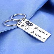 Load image into Gallery viewer, 2Pcs Gamer Couple Gifts Player 1 Keychain Player 2 Keychains for Boyfriend Girlfriend Valentines Day Christmas for Husband Wife Anniversary Birthday for My Man Fiance His Him and Her Present Keyrings