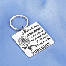 Load image into Gallery viewer, Inspirational Sunflower Keychain Spiritual Floral Gift for Women Birthday Teenage Girls Friendship Sister Graduation Best Friend on Christmas Valentines Day Anniversary Sunshine Car Accessories