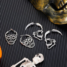 Load image into Gallery viewer, 2/6/7 Pairs Halloween Ghost Skeleton Dangle Earrings Assorted Pumpkin Spider Black Cat Bat Cobweb Spiderweb Faux Leather Earring Studs Sets Gifts for Girls Women Ladies Her Halloween Theme Party
