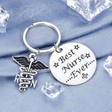 Load image into Gallery viewer, Best Nurse Ever Keychain Thank You Gift for Women Men Thanksgiving Day Christmas Nursing Teacher New Practical Practitioner Registered Family LPN RN NP Week Student Graduation Appreciation Retirement