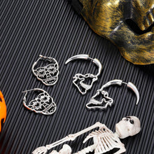 Load image into Gallery viewer, 2/6/7 Pairs Halloween Ghost Skeleton Dangle Earrings Assorted Pumpkin Spider Black Cat Bat Cobweb Spiderweb Faux Leather Earring Studs Sets Gifts for Girls Women Ladies Her Halloween Theme Party
