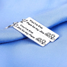 Load image into Gallery viewer, 2pcs Funny The Office Gifts Couples Keychain His Pam Her Jim for Husband Boyfriend from Wife Girlfriend Valentines Day Anniversary Thanksgiving Engagement TV Show Merchandise Present