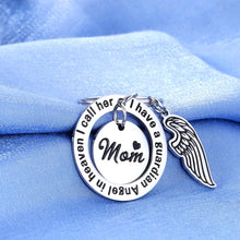 Load image into Gallery viewer, Mom Memorial Gifts Keychain Loss of Mother Sympathy Gift for Loss of Mommy Momma Mama Remembrance Key Chain Christmas Funeral Key Tags Remembering I Have a Guardian Angel I Call Her Mom