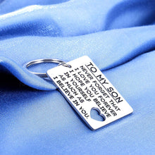 Load image into Gallery viewer, Son Keychain Valentines Gift from Mom Dad Birthday Gifts to Teen Boys Graduation Son in Law Wedding from Step Father Mothers Day Encouragement Christmas Present for Him Men Teenage Kid I Love You