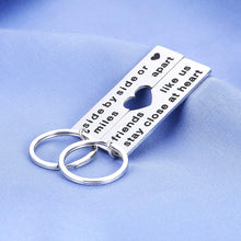 Load image into Gallery viewer, Best Friend Christmas Gifts Keychain Set of 2 for Long Distance BFF Bestie Birthday Graduation Going Moving Away Friendship Stocking Stuffer Back to School for Close Friends Leaving Matching Heart