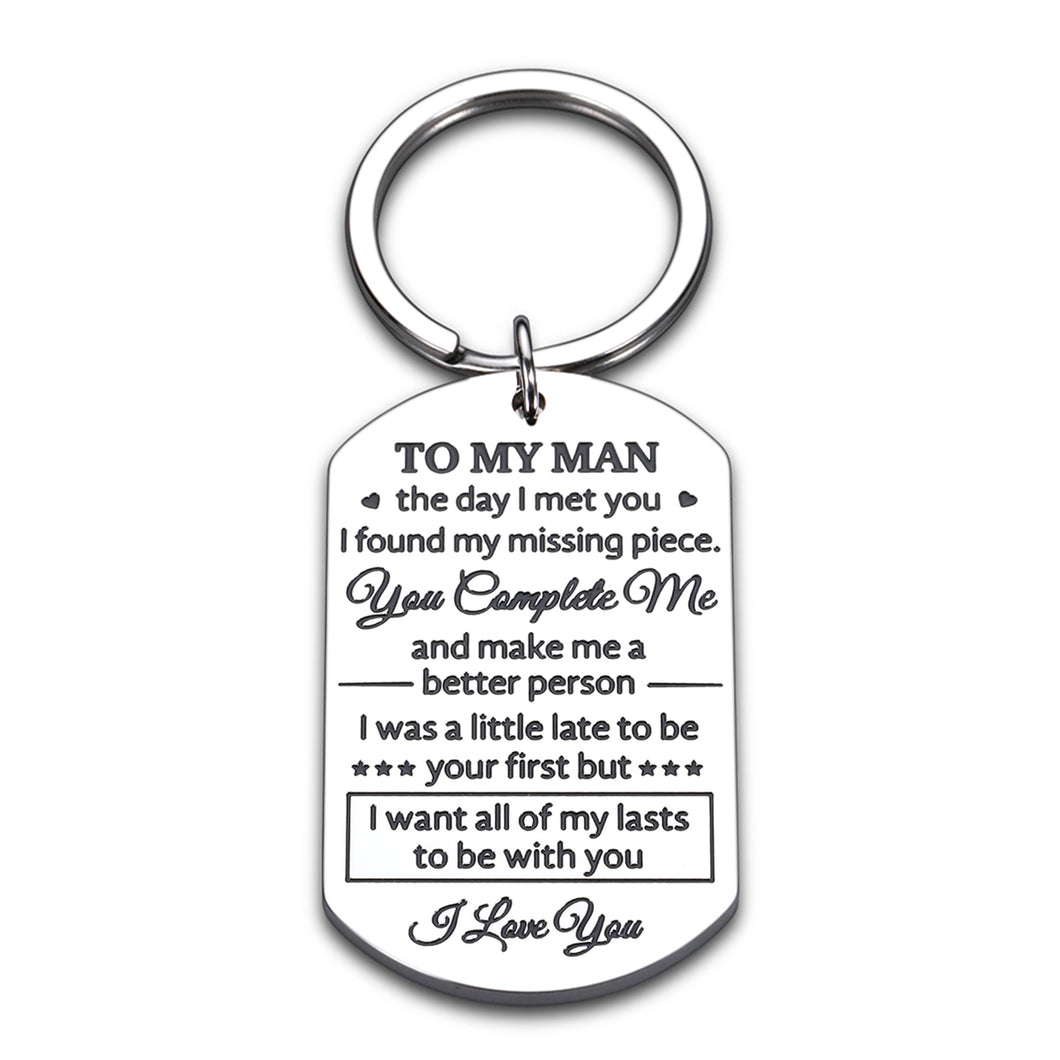 Valentines Day Gifts for Him Husband Gifts from Wife My Man Keychain Birthday Gifts for Men Couples Christmas Gifts for Boyfriend from Girlfriend Anniversary Wedding Gifts for Her Groom Fiance Gifts