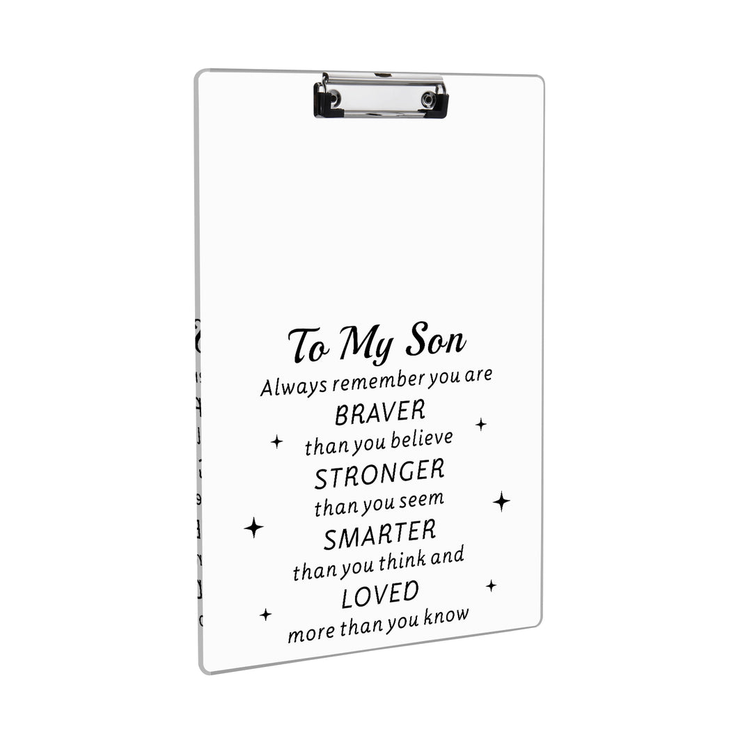 Christmas Gifts for Son Students Kids Teacher, Birthday Gifts for Boys Teenagers from Mom Dad, Inspirational Acrylic Clipboards for Classroom Cute Hanging Clipboard 8.7×12 Standard Letter Size A4