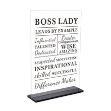 Load image into Gallery viewer, Boss Lady Gifts for Women Decorative Desk Sign Thank You Gifts Bosses Day Gifts for Women Appreciation Gifts Retirement Gifts for Women Promotion Gifts for Coworkers Employee Acrylic Office Decor
