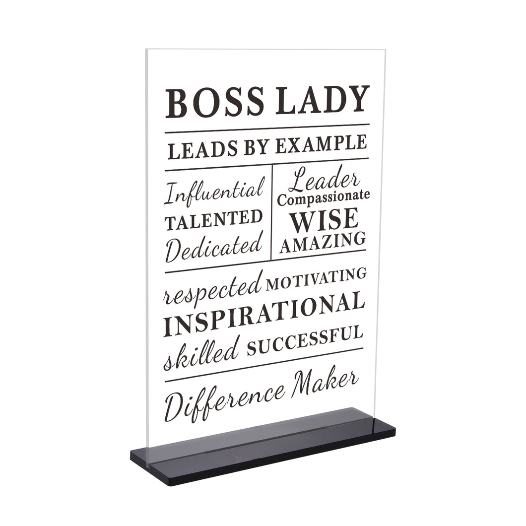 Boss Lady Gifts for Women Decorative Desk Sign Thank You Gifts Bosses Day Gifts for Women Appreciation Gifts Retirement Gifts for Women Promotion Gifts for Coworkers Employee Acrylic Office Decor