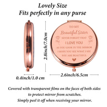 Load image into Gallery viewer, Gifts for Sisters from Sisters Rose Gold Compact Mirror Valentines Day Gifts for Friends Female Bestie Gifts for Women Christmas Gifts for Teenage Girls Sister in Law Gifts Graduation Gifts for Her
