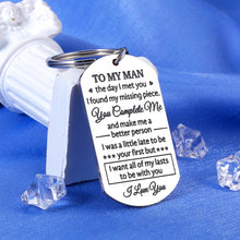Load image into Gallery viewer, Valentines Day Gifts for Him Husband Gifts from Wife My Man Keychain Birthday Gifts for Men Couples Christmas Gifts for Boyfriend from Girlfriend Anniversary Wedding Gifts for Her Groom Fiance Gifts
