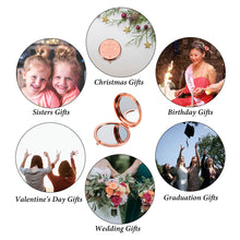 Load image into Gallery viewer, Gifts for Sisters from Sisters Rose Gold Compact Mirror Valentines Day Gifts for Friends Female Bestie Gifts for Women Christmas Gifts for Teenage Girls Sister in Law Gifts Graduation Gifts for Her
