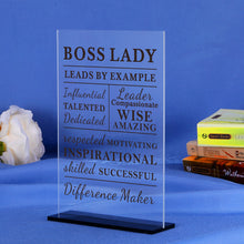 Load image into Gallery viewer, Boss Lady Gifts for Women Decorative Desk Sign Thank You Gifts Bosses Day Gifts for Women Appreciation Gifts Retirement Gifts for Women Promotion Gifts for Coworkers Employee Acrylic Office Decor
