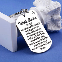Load image into Gallery viewer, Work Bestie Gifts for Women Keychain Coworker Valentine Gifts for Female Friends Employee Appreciation Gifts Boss Lady Gifts for Women Supervisor Leader Manager Colleague Leaving Retirement Thank You
