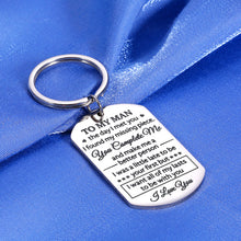 Load image into Gallery viewer, Valentines Day Gifts for Him Husband Gifts from Wife My Man Keychain Birthday Gifts for Men Couples Christmas Gifts for Boyfriend from Girlfriend Anniversary Wedding Gifts for Her Groom Fiance Gifts

