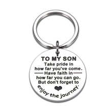 Load image into Gallery viewer, Birthday Gifts for Son Christmas Gifts for Kids Graduation Gifts for College Boys Inspirational Keychain Teenagers Sweet 16 Present Coming of Age Gifts for Adult Son Gifts from Mom Dad Back to School
