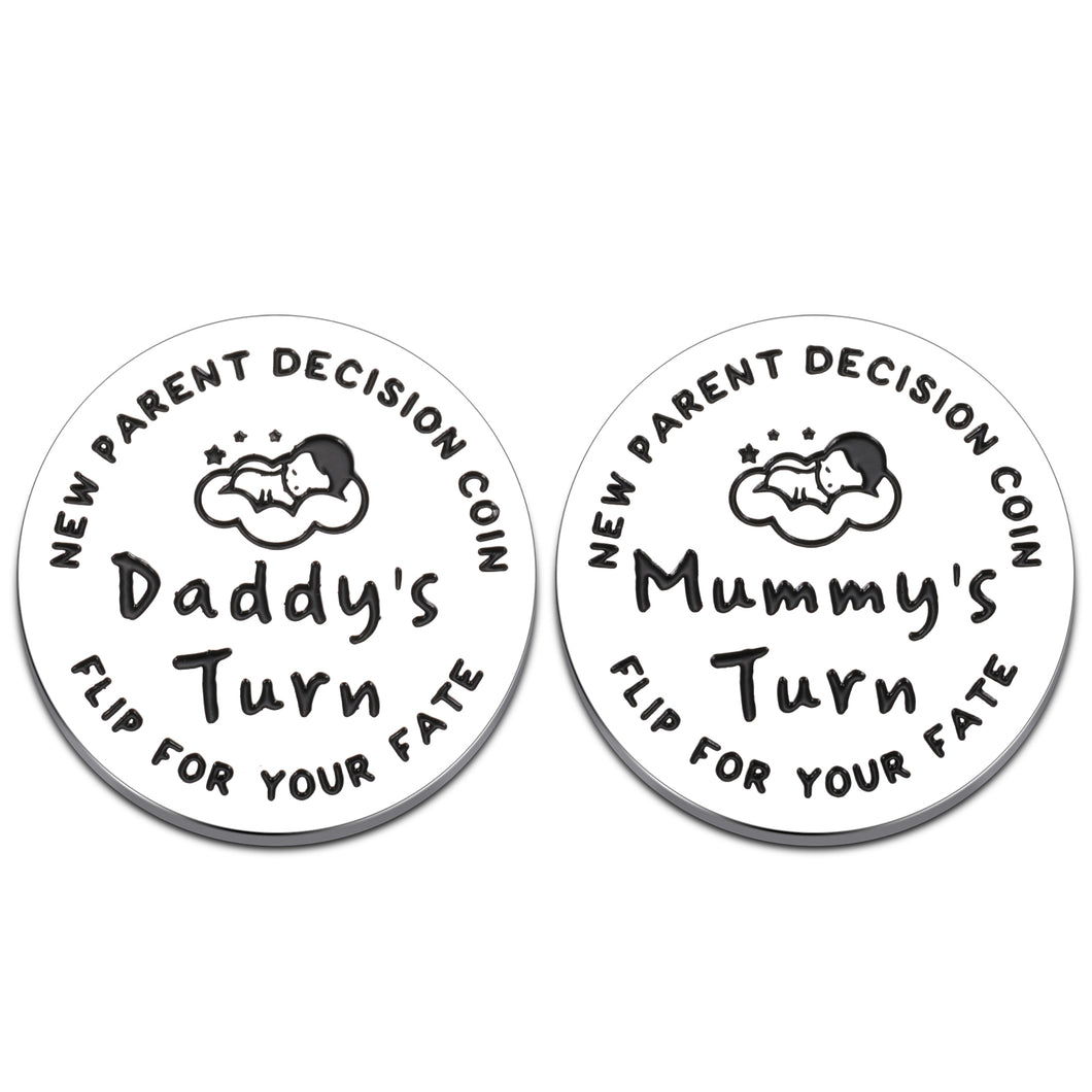 New Parents Gift for New Mom Dad Funny Decision Coin for First Time Mommy Daddy to Be Expecting Mother New Baby Birthday Present for Pregnancy Women Men Double-Sided Father’s Day Gifts