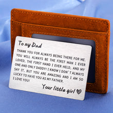 Load image into Gallery viewer, Fathers Birthday Gifts from Daughter Wife Kids to Dad Wallet Insert Card Father’s Day Thank You Present for Daddy Papa Padre Love Note for Father Figure Grandpa Wedding Men Him Husband
