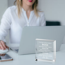 Load image into Gallery viewer, Leader Mentor Appreciation Gifts for Boss Day Gifts Acrylic Keepsake Boss Lady Gifts for Women Thank You Gifts for Men Retirement Gifts for Boss Male Christmas Office Desk Decorations Paperweight

