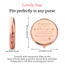 Load image into Gallery viewer, Birthday Gifts for Wife I Love You Wife Gift Rose Gold Compact Mirror Wife Christmas Gift Ideas Valentines Day Gifts for Her Stocking Stuffers for Women Wedding Gifts for Wife Romantic Bride Gifts
