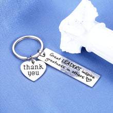 Load image into Gallery viewer, Boss Appreciation Gift Thank You Keychain for Supervisor Mentor Boss Lady Boss Day Christmas Birthday Retirement Gift from Coworker Colleague Leaving Moving- Great Leaders Inspire Greatness in Others
