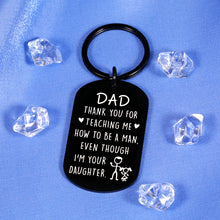 Load image into Gallery viewer, Fathers Day Present for Dad Gifts from Daughter Girls Keychain Dad Birthday Gift for Daddy Gag Gifts Funny Papa Gifts for Men Him Father of The Bride Gifts for Padre Papa Father in Law Black Dog Tag
