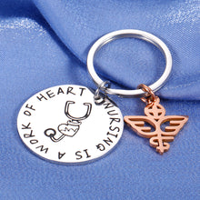 Load image into Gallery viewer, Nurses Day Gifts for Women Nursing is a Work of Heart Keychain for Nurse School Students Graduation LPN RN Thank You Present Best Friend Birthday Gift for Teacher Appreciation Men Male
