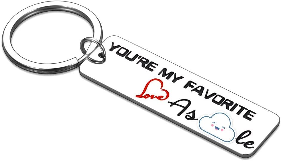 Funny Man Valentines Day Keychain Sweet Christmas Gift for Husband Boyfriend Hubby from Wife Girlfriend Wifey Her Him Anniversary Birthday Wedding You’re My Favorite Keychain Gifts Keyring