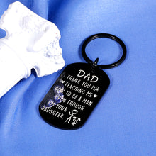 Load image into Gallery viewer, Fathers Day Present for Dad Gifts from Daughter Girls Keychain Dad Birthday Gift for Daddy Gag Gifts Funny Papa Gifts for Men Him Father of The Bride Gifts for Padre Papa Father in Law Black Dog Tag
