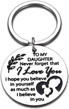 Load image into Gallery viewer, Daughter Keychain Christmas Gift from Mom Grandma Valentines Gifts to Girls Daughters in Law Birthday Graduation Wedding Mothers Day Step Mother Encouragement Present for Women Teen I Love You
