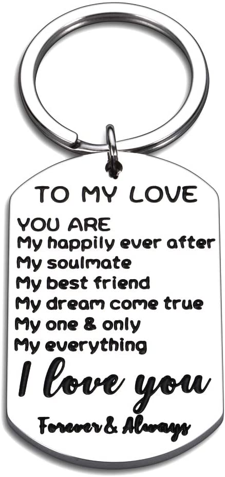 Anniversary Gifts for Him Husband to My Love Keychain Christmas Valentines Day Thanksgiving Present for Boyfriend Man Groom Wedding from Her Wife Girlfriend Soulmate Couple Key Chain Gift I Love You