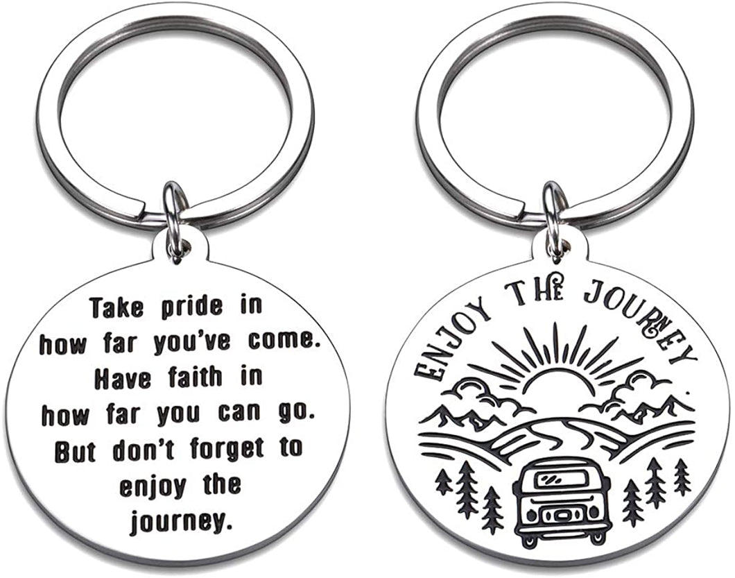 Inspirational keychain Gift for Children Student Family Uplifting Jewelry Teen Boy Girl Birthday Grad Graduation Women Male Christmas Take Pride in How Far You Have Come Keyring Him Her Best Friend