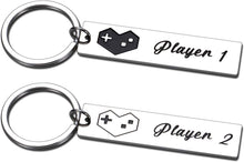 Load image into Gallery viewer, 2Pcs Gamer Couple Gifts Player 1 Keychain Player 2 Keychains for Boyfriend Girlfriend Valentines Day Christmas for Husband Wife Anniversary Birthday for My Man Fiance His Him and Her Present Keyrings
