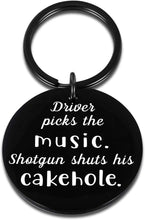 Load image into Gallery viewer, Funny Supernatural Fan Keychain Christmas Gifts for Music Lover Best Friend Brother Birthday Key Chain Supernatural Inspired SPN TV Show Merchandise Driver Picks The Music Shotgun Shuts His Cakehole
