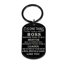 Load image into Gallery viewer, Bosses Day Gifts Keychain Thank You Gifts for Women Mentor Leader Retirement Gifts for Supervisor Manager PM Christmas Gifts for Boss Gifts for Men Office from Coworker Present Dog Tag Black
