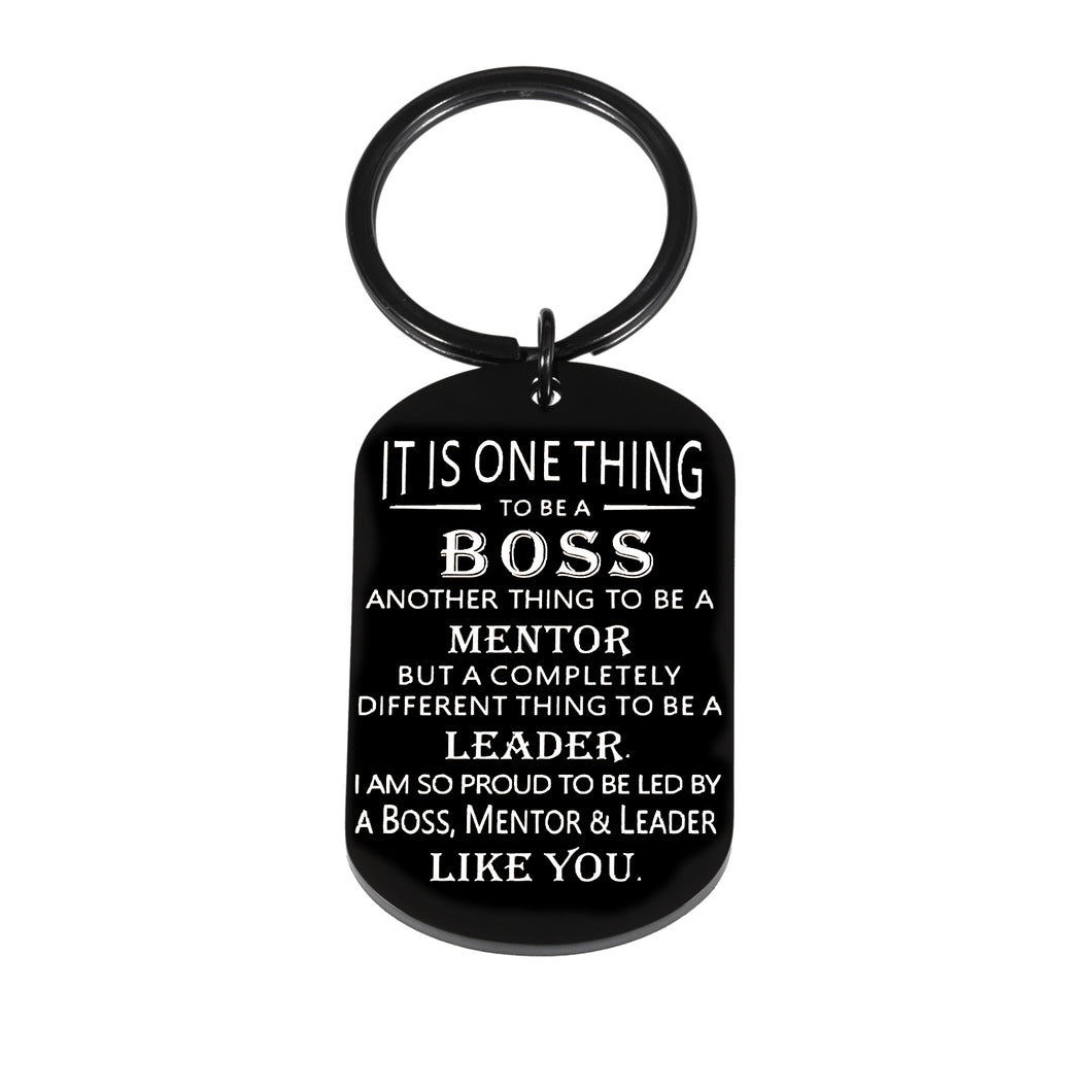 Bosses Day Gifts Keychain Thank You Gifts for Women Mentor Leader Retirement Gifts for Supervisor Manager PM Christmas Gifts for Boss Gifts for Men Office from Coworker Present Dog Tag Black