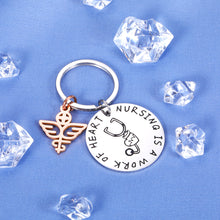 Load image into Gallery viewer, Nurses Day Gifts for Women Nursing is a Work of Heart Keychain for Nurse School Students Graduation LPN RN Thank You Present Best Friend Birthday Gift for Teacher Appreciation Men Male
