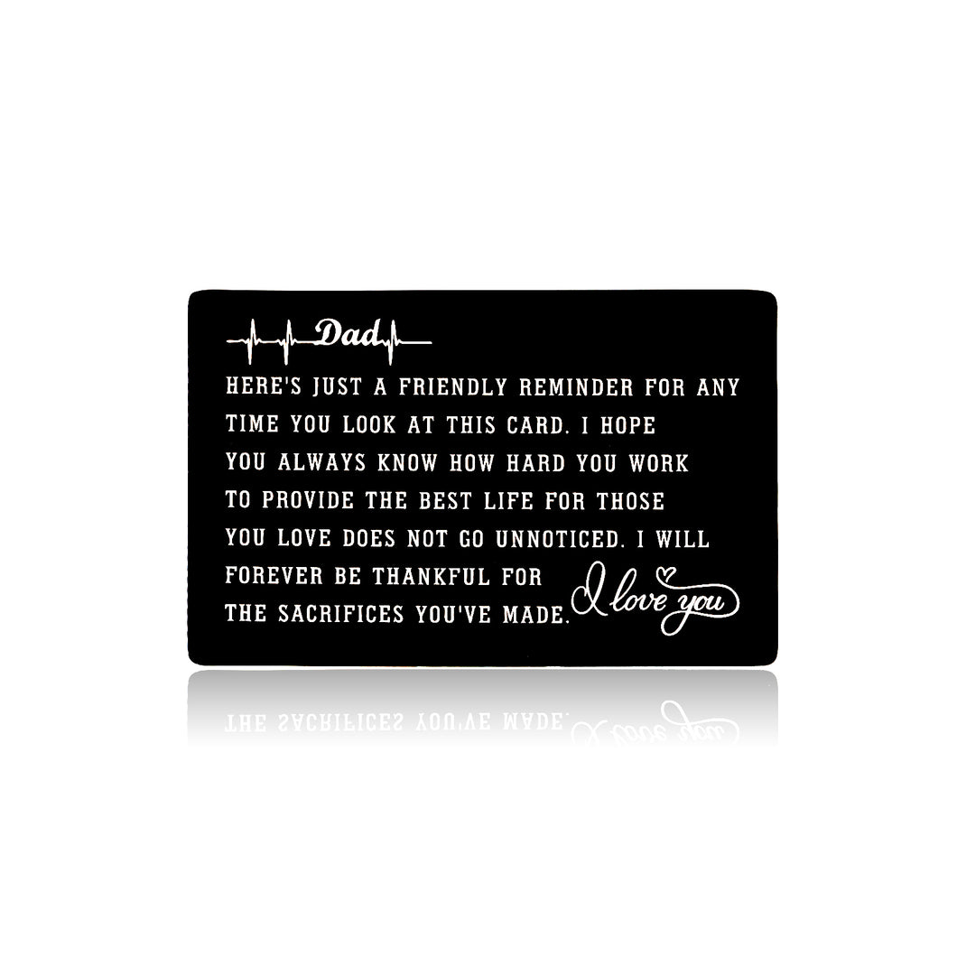 Birthday Gifts for Dad from Daughter Son Engraved Wallet Insert Card Fathers Day Present for Husband from Wife Mini Love Note for Daddy Papa Padre Thank You Gifts for Step Dad Father Figure Uncle