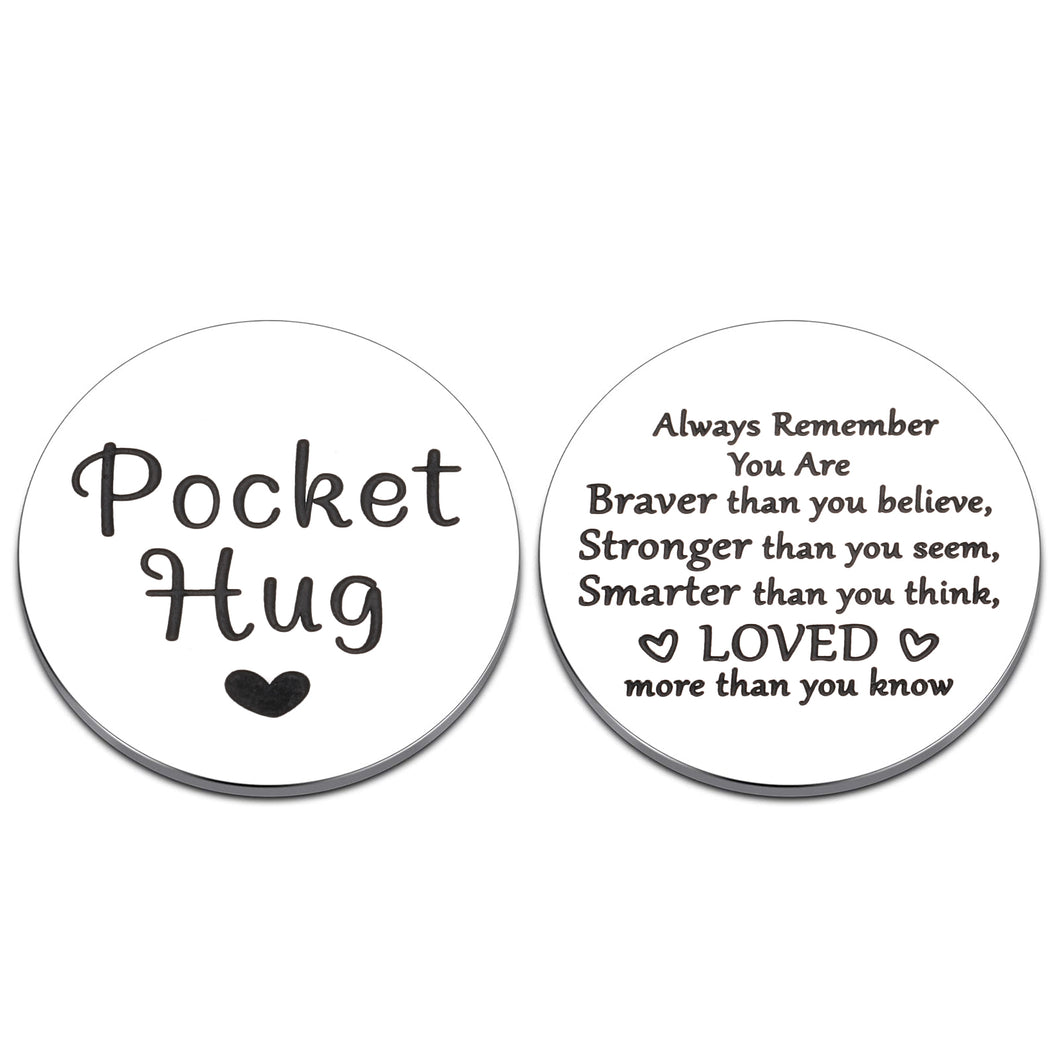 Long Distance Gifts Pocket Hug Token Christmas Gifts for Teenage Girls Boys Birthday Gifts for Friends Female Inspirational Gifts for Women Men Graduation Gifts Bestie Gift Lockdown Coin Double-Sided