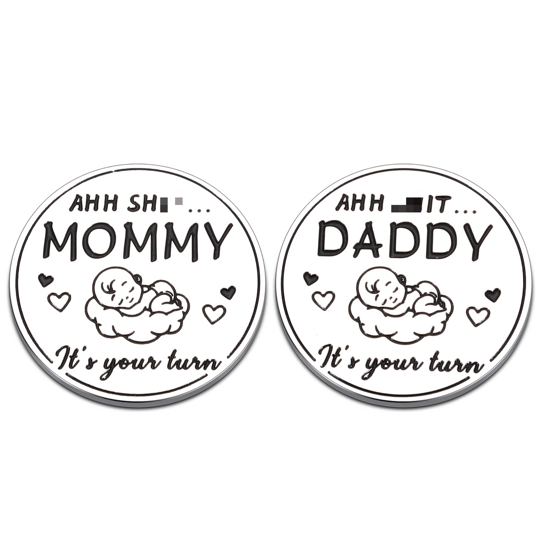 Funny Baby Gift Decision Coin for Expecting Parents to be Unique Gifts for New Mom Christmas Gifts for Dad Daddy Mummy Pregnancy Gifts for First Time Mom Gift Baby Shower Announcement Double-Sided