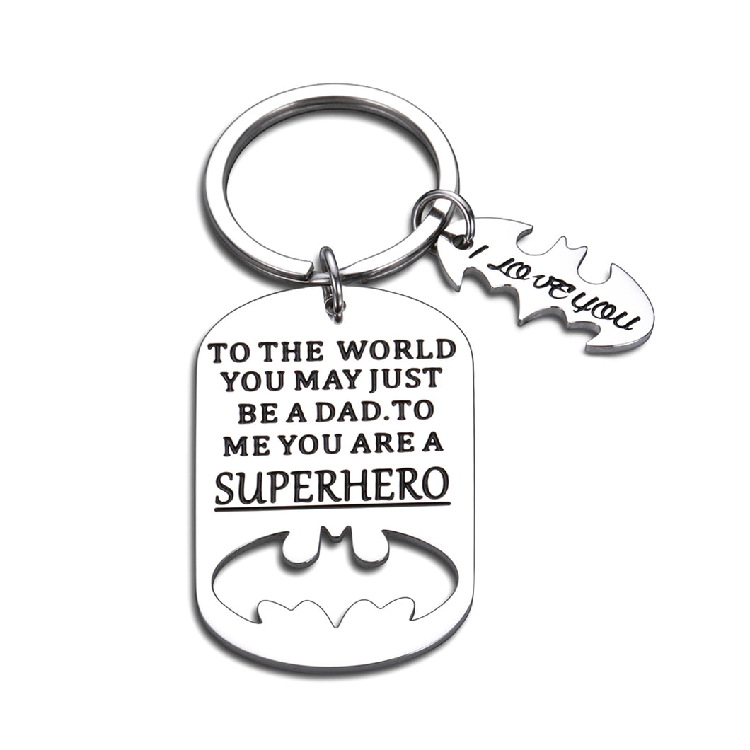 Fathers Day Gift Keychain Daddy Birthday for Step Dad in Law Husband from Daughter Son Wife You are A Superhero I Love You Wedding Anniversary Valentines Day Christmas for Men Him