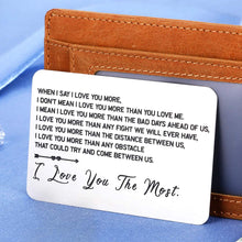 Load image into Gallery viewer, Valentines Day Gifts for Husband Boyfriend Wedding Anniversary Wallet Insert Card from Wife Girlfriend Groom Bride Couple Birthday Engraved Mini Love Note for Him Her Christmas Women Men Deployment
