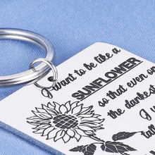 Load image into Gallery viewer, Inspirational Sunflower Keychain Spiritual Floral Gift for Women Birthday Teenage Girls Friendship Sister Graduation Best Friend on Christmas Valentines Day Anniversary Sunshine Car Accessories
